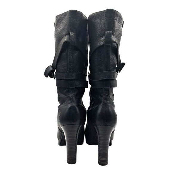 UGG Jardin Platform Boots Womens Size 10 Black Leather Buckle Straps Side Zip Mi - Picture 3 of 13